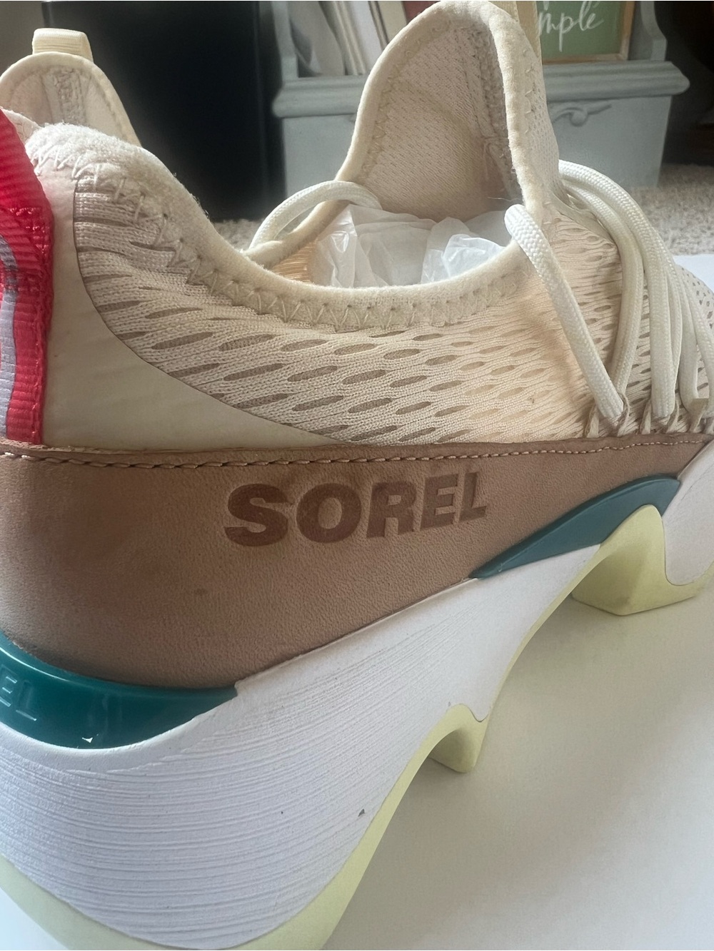 Sorel Kinetic Impact II Crossover Cream Knit Ghillie Lace Sneaker SZ 10 - Picture 12 of 16
